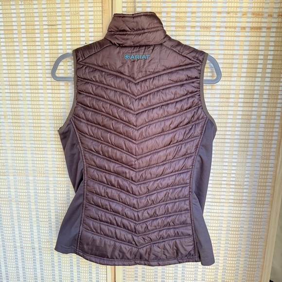 ARIAT equestrian Brown Quilted Women's Vest with pockets size M - Picture 5 of 7